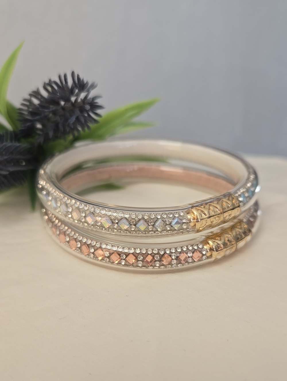 All Weather Bangles In Tzubbie-sized Infused With Bold 8mm Crystal NOT Budhagir